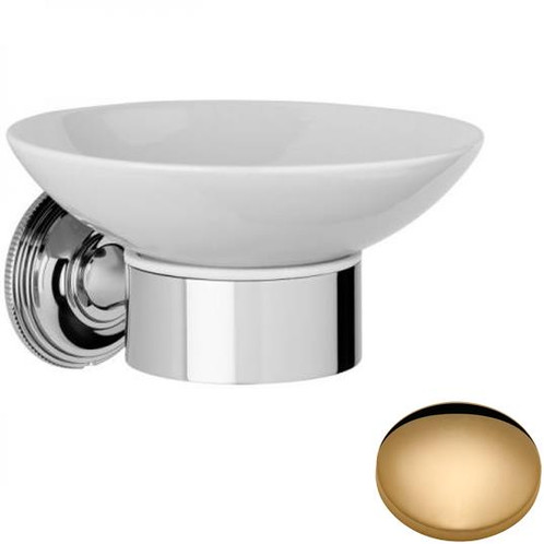 Non-Lacquered Brass Samuel Heath Style Moderne Soap Holder White Ceramic N6634W