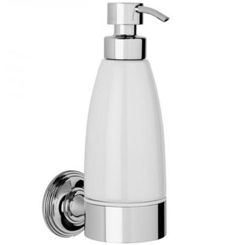 Chrome PLated Samuel Heath Style Moderne Liquid Soap Dispenser White Ceramic N6647W