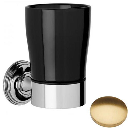 Brushed Gold Gloss Samuel Heath Style Moderne Tumbler Holder Black Ceramic N6635B