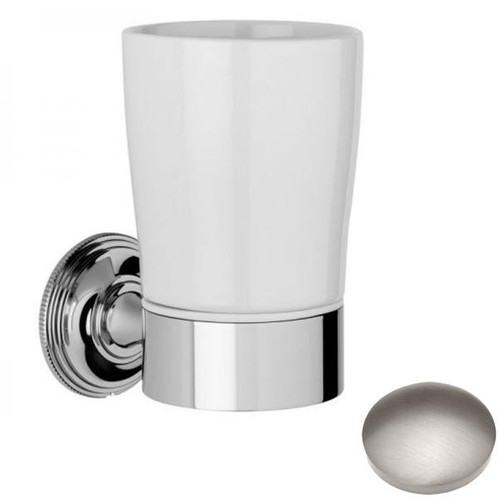Stainless Steel Finish Samuel Heath Style Moderne Tumbler Holder White Ceramic N6635W