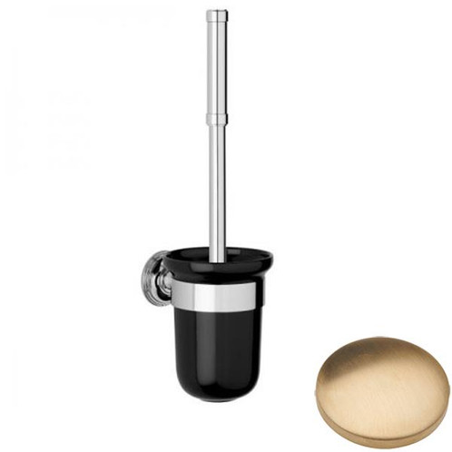 Brushed Gold Unlacquered Samuel Heath Style Moderne Toilet Brush Black Ceramic N6649B