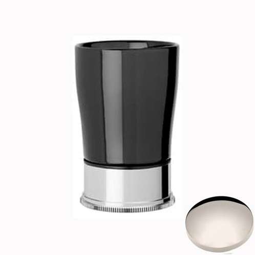 Polished Nickel Samuel Heath Style Moderne Freestanding Black Ceramic Tumbler Holder N6665B