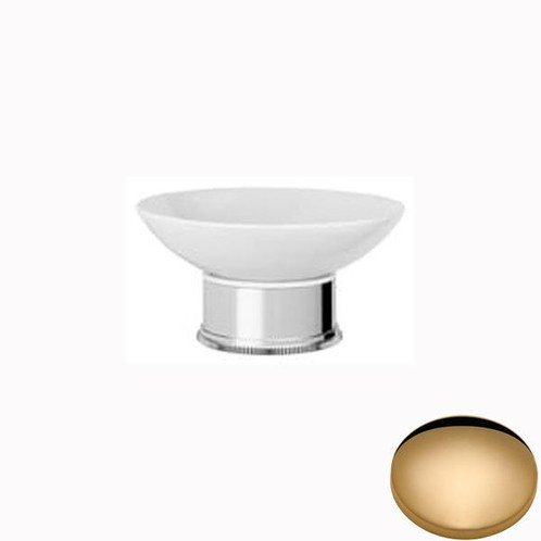 Non-Lacquered Brass Samuel Heath Style Moderne Freestanding White Ceramic Soap Holder N6664W