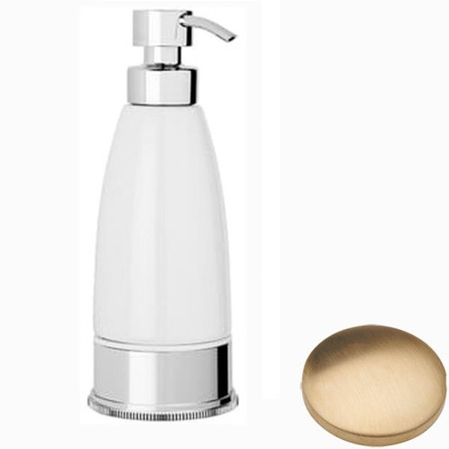 Brushed Gold Unlacquered Samuel Heath Style Moderne Freestanding White Ceramic Liquid Soap Dispenser N6666W