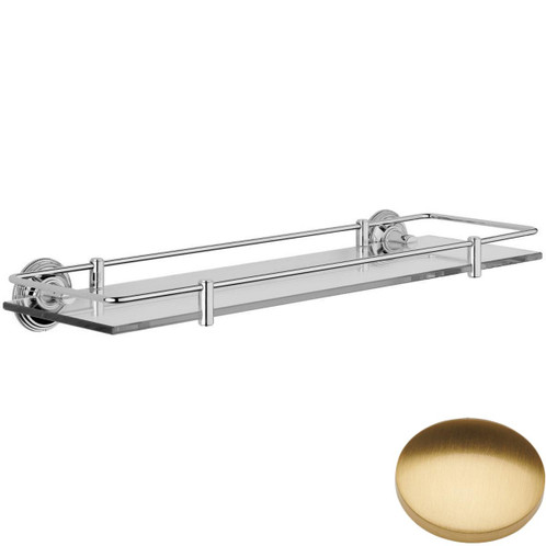 Brushed Gold Gloss Samuel Heath Style Moderne Glass Shelf With Rail N6713/N6715