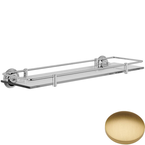 Brushed Gold Matt Samuel Heath Style Moderne Glass Shelf With Rail N6713/N6715