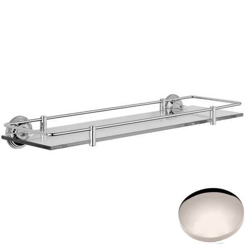 Polished Nickel Samuel Heath Style Moderne Glass Shelf With Rail N6713/N6715