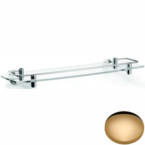Non-Lacquered Brass Samuel Heath Fairfield Glass Shelf With Lifting Rail N9543