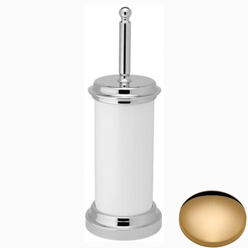 Non-Lacquered Brass Samuel Heath Antique Ceramic Container Toilet Brush Set N4349-C