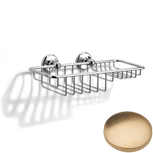 Brushed Gold Unlacquered Samuel Heath Novis Soap & Sponge Basket N1026-W