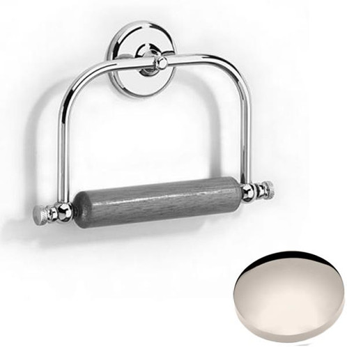 Polished Nickel Samuel Heath Novis Toilet Roll Holder With Wooden Roller N1020