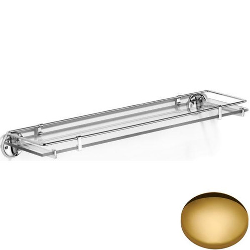 Polished Brass Samuel Heath Curzon Glass Shelf With Fixed Rail N2113/N2114