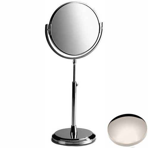 Polished Nickel Samuel Heath Freestanding Height Adjustable Plain / X5 Magnifying Mirror L107