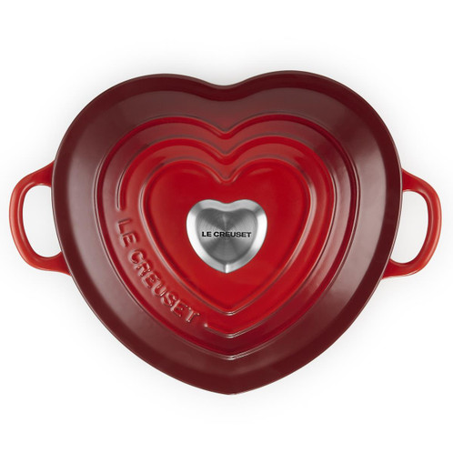 Le Creuset Cast Iron Heart Casserole With Stainless Steel Knob Cerise