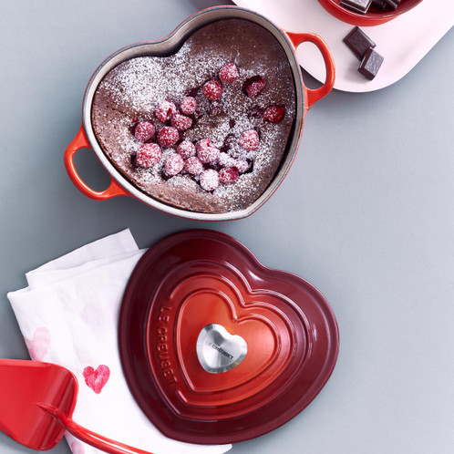 Le Creuset Cast Iron Heart Casserole With Stainless Steel Knob Cerise