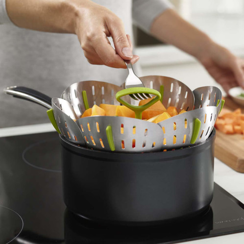 Green Joseph Joseph Steel Bloom Folding Steamer Basket LS