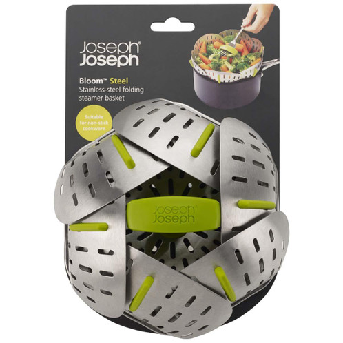 Green Joseph Joseph Steel Bloom Folding Steamer Basket BOX