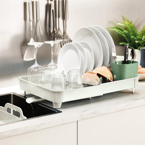 Light Stone and Sage Extended Lifestyle Joseph Joseph Extend - Expandable Dish Rack