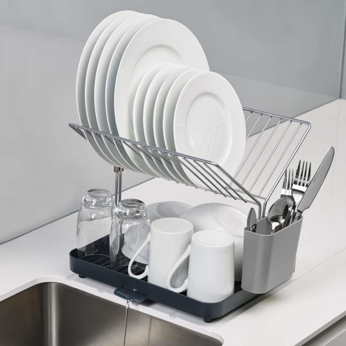 Grey Joseph Joseph Y-rack Dishdrainer use