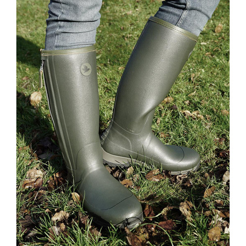 Dark Olive Seeland Mens Noble ZIp Wellington Boots Lifestyle