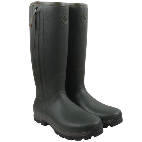 Dark Olive Seeland Mens Noble ZIp Wellington Boots Front