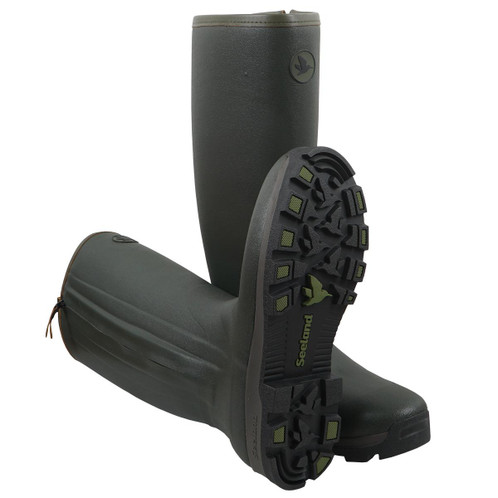 Dark Olive Seeland Mens Noble ZIp Wellington Boots Sole