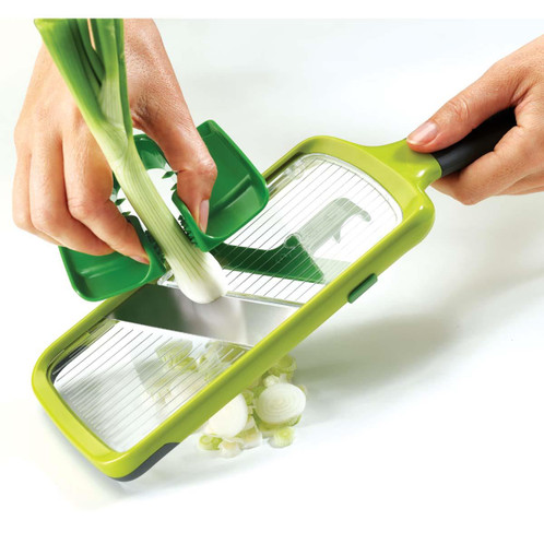 Green Joseph Joseph Multi-Grip Mandoline onion