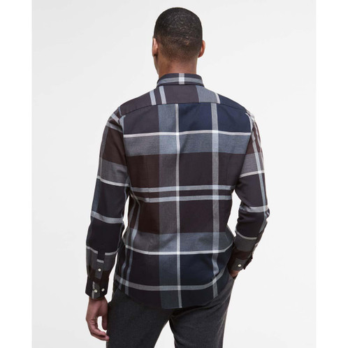 Midnight Oak Tartan Barbour Mens Dunoon Tailored Shirt Back