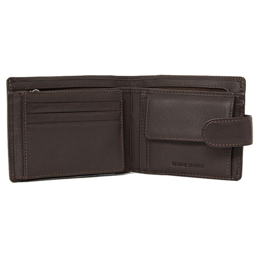Brown R.M. Williams Mens Wallet With Coin Pocket And Tab Open
