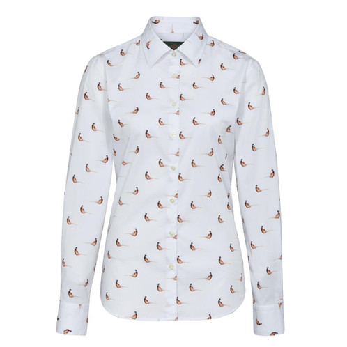 Pheasant Print White Alan Paine Womens Lawen Printed Shirt