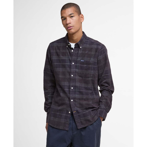 Midnight Oak Tartan Barbour Mens Blair Tailored Shirt Front