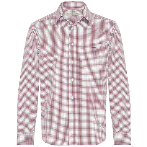 Burgundy/White R.M. Williams Mens Collins Shirt