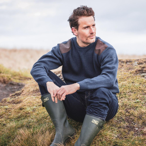 Marled Navy Hoggs Of Fife Melrose Hunting Pullover Lifestyle
