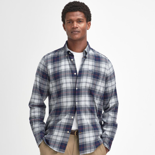 Blue Granite Barbour Mens Fortrose Tailored Shirt Front