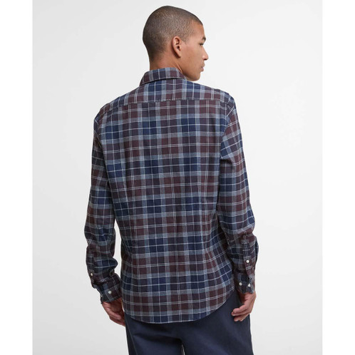 Midnight Oak Tartan Barbour Mens Fortrose Tailored Shirt Back