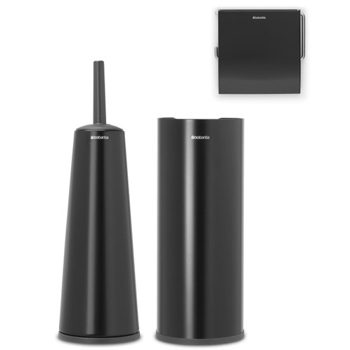 Matt Black Brabantia Renew Toilet Accessory Set Of 3