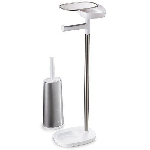 Joseph Joseph EasyStore ButlerPlus Standing Toilet Paper Holder With Flexi Steel Brush Set