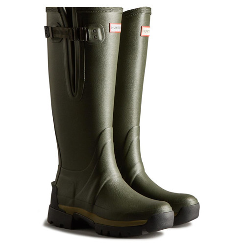 Dark Olive  Hunter Womens Balmoral Adjustable Tech Sole Wellington Boots