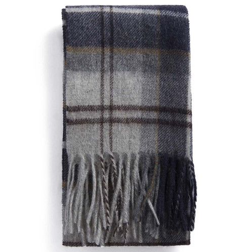 Grey Midnight Tartan Barbour Unisex Wool Cashmere Tartan Scarf Grey Midnight Tartan Barbour Unisex Wool Cashmere Tartan Scarf
