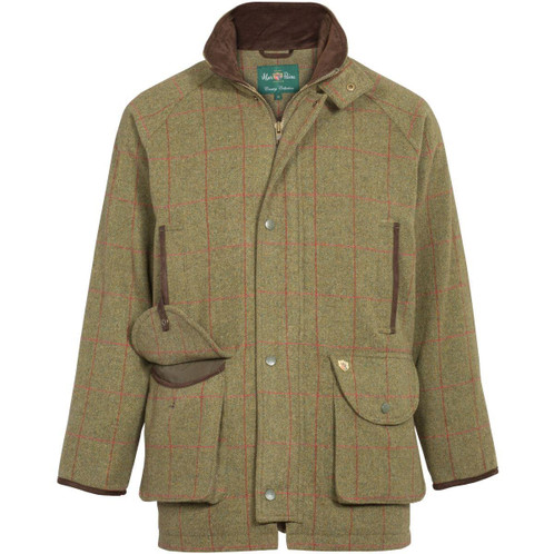 Sage Green Alan Paine Mens Combrook Waterproof Tweed Coat