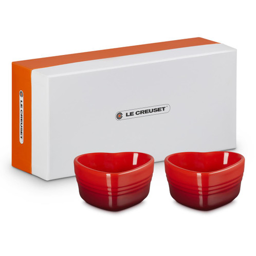 Le Creuset Stoneware Set Of 2 Heart Ramekins Cerise