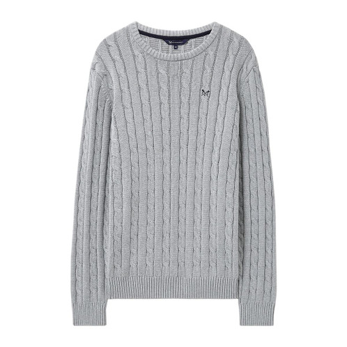 Crew Clothing Oarsman Organic Cable Crew Sweater Grey