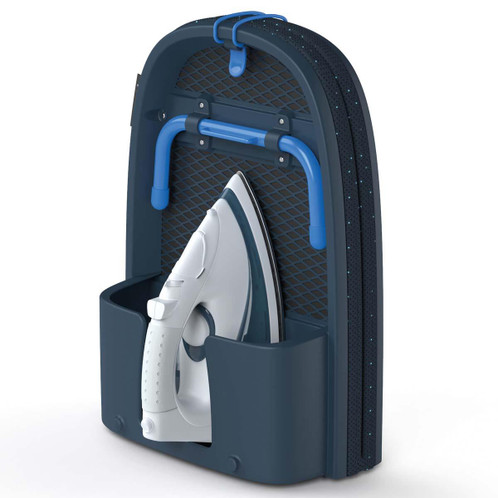 Black/Blue Joseph Joseph Pocket Plus Folding Table-Top Ironing Board use