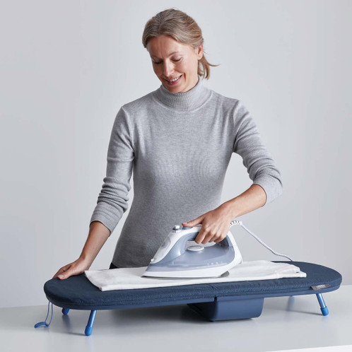 Black/Blue Joseph Joseph Pocket Plus Folding Table-Top Ironing Board iron