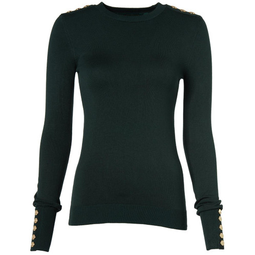Emerald Holland Cooper Womens Buttoned Knit Crew Neck Jumper