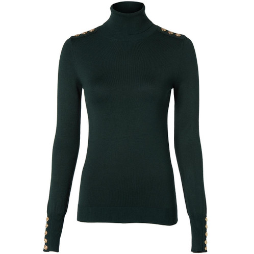 Emerald Holland Cooper Womens Buttoned Knit Roll Neck