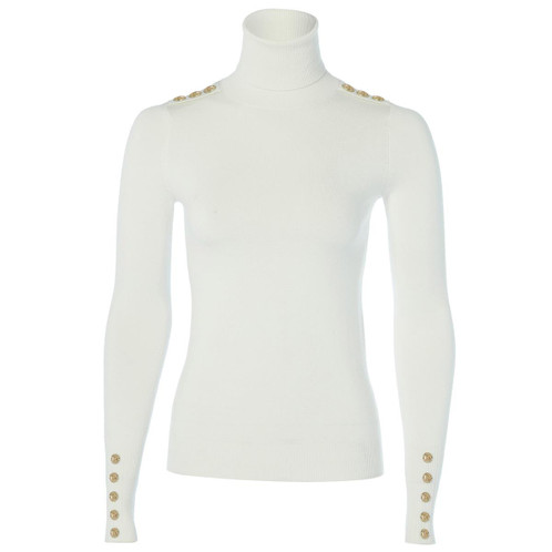 Cream Holland Cooper Womens Buttoned Knit Roll Neck