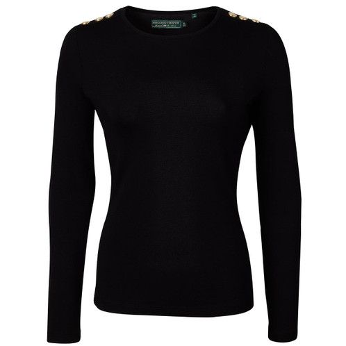 Black Holland Cooper Womens Long Sleeve Crew Neck Tee