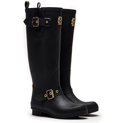 Matte Black Holland Cooper Womens Sherpa Lined Regency Wellington