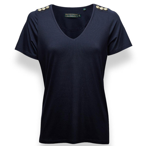 Navy  Holland Cooper Womens Relax Fit Vee Neck Tee